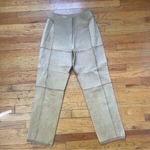 SMH Vintage Tan Leather Crochet Trim Pants Size 10